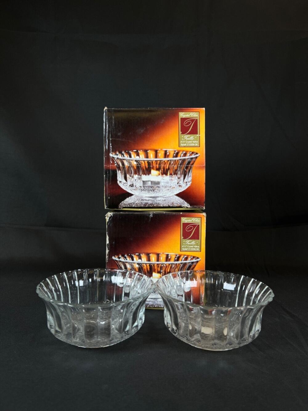 Crystal clear Voltive Holder In Original Box 4.5" Across candy dish